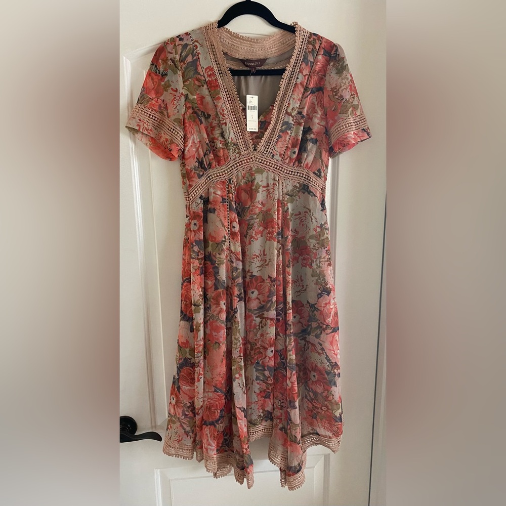 NWT -Anthropologie Ranna Gill Rose Bouquet Dress - size 2 - Picture 2 of 11
